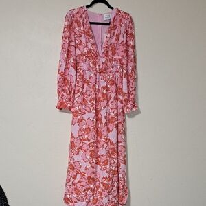 Hello Molly Red and White Wrap Sundress with Bishop Sleeves